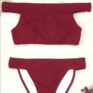 Red Off-The-Shoulder Bikini